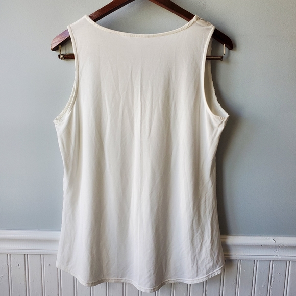 White Sleeveless V-Neck Polkadot Tunic Size Medium - Picture 7 of 15